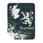 Sherpa Blanket - Tartan Blanket Thistle and Lion Scottish Clan Hunter of Peeblesshire Plaid Blanket, plaid sherpa blanket queen,purple sherpa blanket,queen sherpa blanket,queen size sherpa blanket,red sherpa blanket,scottish tartan blankets,sherpa blanket,sherpa christmas blanket