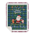 Personalized Gift Tartan Plaid Blanket Clan MacEwen Ancient With Funny Santa Snowman Reindeer Merry Christmas Gift Sherpa Blanket, blue plaid sherpa blanket,blue tartan sherpa blanket,Buchan,buffalo plaid sherpa blanket,christmas sherpa blanket,Christmas Throw Blanket