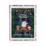 Personalized Gift Tartan Plaid Blanket Clan Johnson With Funny Santa Snowman Reindeer Merry Christmas Fleece Blanket, Home Living Room, Plaid Blanket, Tartan Blanket, Scottish Blanket, Buffalo fleece blanket, Christmas Blanket