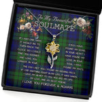 To My Beautiful Soulmate Sunflower Necklace In Your Eyes I Have Found My Home Clan Campbell Tartan Jewelry For Girlfriend, Tartan Sunflower Pendant Necklace, Scottish Tartan Jewelry, valentine necklace, necklace girlfriend, necklace for wife, cute necklaces for girlfriend, jewelry for girlfriend, to my soulmate necklace, to my future wife necklace