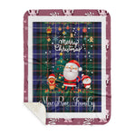 Personalized Gift Tartan Plaid Blanket Clan MacRae Hunting Modern With Funny Santa Snowman Reindeer Merry Christmas Gift Sherpa Blanket, blue plaid sherpa blanket,blue tartan sherpa blanket,Buchan,buffalo plaid sherpa blanket,christmas sherpa blanket,Christmas Throw Blanket