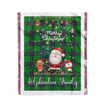 Personalized Gift Tartan Plaid Blanket Clan Elphinstone Hunting With Funny Santa Snowman Reindeer Merry Christmas Fleece Blanket, Home Living Room, Plaid Blanket, Tartan Blanket, Scottish Blanket, Buffalo fleece blanket, Christmas Blanket