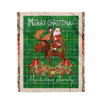 Personalized Gift Plaid Tartan Blanket Clan Masterton With Moose Lover Xmas Gift Santa Riding Christmas Fleece Blanket