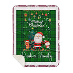 Personalized Gift Tartan Plaid Blanket Clan Dunbar Hunting With Funny Santa Snowman Reindeer Merry Christmas Gift Sherpa Blanket, blue plaid sherpa blanket,blue tartan sherpa blanket,Buchan,buffalo plaid sherpa blanket,christmas sherpa blanket,Christmas Throw Blanket
