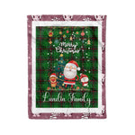 Personalized Gift Tartan Plaid Blanket Clan Lundin With Funny Santa Snowman Reindeer Merry Christmas Fleece Blanket, Home Living Room, Plaid Blanket, Tartan Blanket, Scottish Blanket, Buffalo fleece blanket, Christmas Blanket
