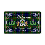 Doormat - Welcome Mat Scottish Clan Badge Dundas Tartan Door Mat, Plaid Doormat With Thistle and Two Lion Scottish