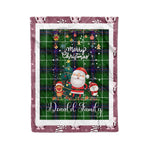 Personalized Gift Tartan Plaid Blanket Clan Donald MacDonald With Funny Santa Snowman Reindeer Merry Christmas Fleece Blanket, Home Living Room, Plaid Blanket, Tartan Blanket, Scottish Blanket, Buffalo fleece blanket, Christmas Blanket