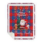 Personalized Gift Tartan Plaid Blanket Clan Galloway With Funny Santa Snowman Reindeer Merry Christmas Gift Sherpa Blanket, blue plaid sherpa blanket,blue tartan sherpa blanket,Buchan,buffalo plaid sherpa blanket,christmas sherpa blanket,Christmas Throw Blanket