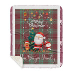 Personalized Gift Tartan Plaid Blanket Clan MacGregor Hunting Ancient With Funny Santa Snowman Reindeer Merry Christmas Gift Sherpa Blanket, blue plaid sherpa blanket,blue tartan sherpa blanket,Buchan,buffalo plaid sherpa blanket,christmas sherpa blanket,Christmas Throw Blanket