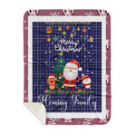 Personalized Gift Tartan Plaid Blanket Clan Fleming With Funny Santa Snowman Reindeer Merry Christmas Gift Sherpa Blanket, blue plaid sherpa blanket,blue tartan sherpa blanket,Buchan,buffalo plaid sherpa blanket,christmas sherpa blanket,Christmas Throw Blanket