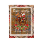 Personalized Gift Plaid Tartan Blanket Clan Jardine With Moose Lover Xmas Gift Santa Riding Christmas Fleece Blanket