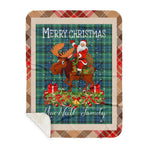Personalized Gift Plaid Tartan Blanket Clan MacNeill Of Colonsay With Moose Lover Xmas Gift Santa Riding Plaid Christmas Sherpa Blanket