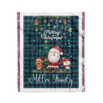 Personalized Gift Tartan Plaid Blanket Clan Miller With Funny Santa Snowman Reindeer Merry Christmas Fleece Blanket, Home Living Room, Plaid Blanket, Tartan Blanket, Scottish Blanket, Buffalo fleece blanket, Christmas Blanket