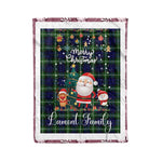 Personalized Gift Tartan Plaid Blanket Clan Lamont With Funny Santa Snowman Reindeer Merry Christmas Fleece Blanket, Home Living Room, Plaid Blanket, Tartan Blanket, Scottish Blanket, Buffalo fleece blanket, Christmas Blanket