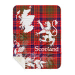 Scotstee Shop - Tartan Blanket Thistle and Lion Scottish Clan Lumsden Plaid Blanket - Sherpa Blanket