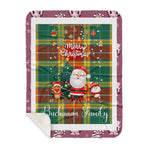 Personalized Gift Tartan Plaid Blanket Clan Buchanan Old Sett With Funny Santa Snowman Reindeer Merry Christmas Gift Sherpa Blanket, blue plaid sherpa blanket,blue tartan sherpa blanket,Buchan,buffalo plaid sherpa blanket,christmas sherpa blanket,Christmas Throw Blanket