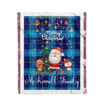 Personalized Gift Tartan Plaid Blanket Clan McKerrell With Funny Santa Snowman Reindeer Merry Christmas Fleece Blanket, Home Living Room, Plaid Blanket, Tartan Blanket, Scottish Blanket, Buffalo fleece blanket, Christmas Blanket