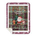 Personalized Gift Tartan Plaid Blanket Clan MacAndrew With Funny Santa Snowman Reindeer Merry Christmas Gift Sherpa Blanket, blue plaid sherpa blanket,blue tartan sherpa blanket,Buchan,buffalo plaid sherpa blanket,christmas sherpa blanket,Christmas Throw Blanket