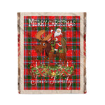 Personalized Gift Plaid Tartan Blanket Clan Spns With Moose Lover Xmas Gift Santa Riding Christmas Fleece Blanket