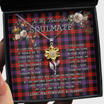 To My Beautiful Soulmate Sunflower Necklace In Your Eyes I Have Found My Home Clan Brown Modern Tartan Jewelry For Girlfriend