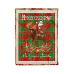 Personalized Gift Plaid Tartan Blanket Clan MacGregor Modern With Moose Lover Xmas Gift Santa Riding Christmas Fleece Blanket