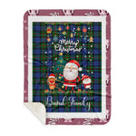 Personalized Gift Tartan Plaid Blanket Clan Baird Modern With Funny Santa Snowman Reindeer Merry Christmas Gift Sherpa Blanket, blue plaid sherpa blanket,blue tartan sherpa blanket,Buchan,buffalo plaid sherpa blanket,christmas sherpa blanket,Christmas Throw Blanket