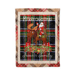 Personalized Gift Plaid Tartan Blanket Clan Francis With Moose Lover Xmas Gift Santa Riding Christmas Fleece Blanket