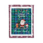 Personalized Gift Tartan Plaid Blanket Clan Flower Of Scotland With Funny Santa Snowman Reindeer Merry Christmas Fleece Blanket, Home Living Room, Plaid Blanket, Tartan Blanket, Scottish Blanket, Buffalo fleece blanket, Christmas Blanket
