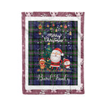 Personalized Gift Tartan Plaid Blanket Clan Baird With Funny Santa Snowman Reindeer Merry Christmas Fleece Blanket, Home Living Room, Plaid Blanket, Tartan Blanket, Scottish Blanket, Buffalo fleece blanket, Christmas Blanket