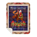 Personalized Gift Plaid Tartan Blanket Clan Pride Of Scotland With Moose Lover Xmas Gift Santa Riding Buffalo Plaid Christmas Sherpa Blanket