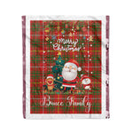 Personalized Gift Tartan Plaid Blanket Clan Bruce With Funny Santa Snowman Reindeer Merry Christmas Fleece Blanket, Home Living Room, Plaid Blanket, Tartan Blanket, Scottish Blanket, Buffalo fleece blanket, Christmas Blanket