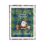 Personalized Gift Tartan Plaid Blanket Clan Johnston Ancient With Funny Santa Snowman Reindeer Merry Christmas Fleece Blanket, Home Living Room, Plaid Blanket, Tartan Blanket, Scottish Blanket, Buffalo fleece blanket, Christmas Blanket