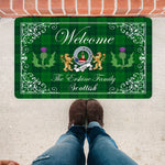 Doormat - Welcome Mat Scottish Clan Badge Erskine Hunting Tartan Door Mat, Plaid Doormat With Thistle and Two Lion Scottish