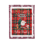 Personalized Gift Tartan Plaid Blanket Clan Glas Red With Funny Santa Snowman Reindeer Merry Christmas Fleece Blanket, Christmas Blanket, Plaid Blanket, Tartan Blanket,Scottish Blanket