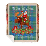 Personalized Gift Plaid Tartan Blanket Clan MacIntyre Hunting Ancient With Moose Lover Xmas Gift Santa Riding Buffalo Plaid Christmas Sherpa Blanket