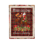 Personalized Gift Plaid Tartan Blanket Clan Innes of Moray With Moose Lover Xmas Gift Santa Riding Christmas Fleece Blanket