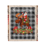 Personalized Gift Plaid Tartan Blanket Clan Glendinning With Moose Lover Xmas Gift Santa Riding Christmas Fleece Blanket