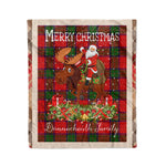 Personalized Gift Plaid Tartan Blanket Clan Donnachaidh Robertson With Moose Lover Xmas Gift Santa Riding Christmas Fleece Blanket