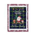 Personalized Gift Tartan Plaid Blanket Clan Meldrum With Funny Santa Snowman Reindeer Merry Christmas Fleece Blanket, Home Living Room, Plaid Blanket, Tartan Blanket, Scottish Blanket, Buffalo fleece blanket, Christmas Blanket