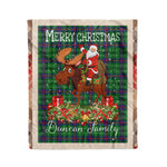 Personalized Gift Plaid Tartan Blanket Clan Duncan With Moose Lover Xmas Gift Santa Riding Christmas Fleece Blanket