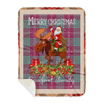 Personalized Gift Plaid Tartan Blanket Clan Crawford Ancient With Moose Lover Xmas Gift Santa Riding Buffalo Plaid Christmas Sherpa Blanket