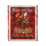 Personalized Gift Plaid Tartan Blanket Clan Matheson With Moose Lover Xmas Gift Santa Riding Christmas Fleece Blanket