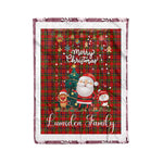Personalized Gift Tartan Plaid Blanket Clan Lumsden of Kintore With Funny Santa Snowman Reindeer Merry Christmas Fleece Blanket, Home Living Room, Plaid Blanket, Tartan Blanket, Scottish Blanket, Buffalo fleece blanket, Christmas Blanket