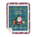 Personalized Gift Tartan Plaid Blanket Clan Hamilton Hunting Ancient With Funny Santa Snowman Reindeer Merry Christmas Gift Sherpa Blanket, blue plaid sherpa blanket,blue tartan sherpa blanket,Buchan,buffalo plaid sherpa blanket,christmas sherpa blanket,Christmas Throw Blanket