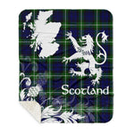 Sherpa Blanket - Tartan Blanket Thistle and Lion Scottish Clan Lamont Plaid Blanket, plaid sherpa blanket queen,purple sherpa blanket,queen sherpa blanket,queen size sherpa blanket,red sherpa blanket,scottish tartan blankets,sherpa blanket,sherpa christmas blanket