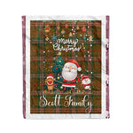 Personalized Gift Tartan Plaid Blanket Clan Scott Brown Modern With Funny Santa Snowman Reindeer Merry Christmas Fleece Blanket, Home Living Room, Plaid Blanket, Tartan Blanket, Scottish Blanket, Buffalo fleece blanket, Christmas Blanket