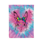 Scotstee Shop - Scotstee Shop Blanket Happy Easter Day Cute Bunny Rabbit Face Tie Dye Pink Heart Rainbow Hippie Fleece Blanket