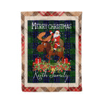 Personalized Gift Plaid Tartan Blanket Clan Keith Modern With Moose Lover Xmas Gift Santa Riding Christmas Fleece Blanket