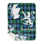 Scotstee Shop - Tartan Blanket Thistle and Lion Scottish Clan Galbraith Ancient Plaid Blanket - Sherpa Blanket
