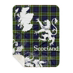 Sherpa Blanket - Tartan Blanket Thistle and Lion Scottish Clan Colquhoun Modern Plaid Blanket, plaid sherpa blanket queen,purple sherpa blanket,queen sherpa blanket,queen size sherpa blanket,red sherpa blanket,scottish tartan blankets,sherpa blanket,sherpa christmas blanket